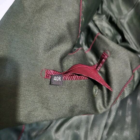 Pallini Men’s 2 Piece Suit 40R 30W Italy Green Silver Accents - Picture 9 of 16